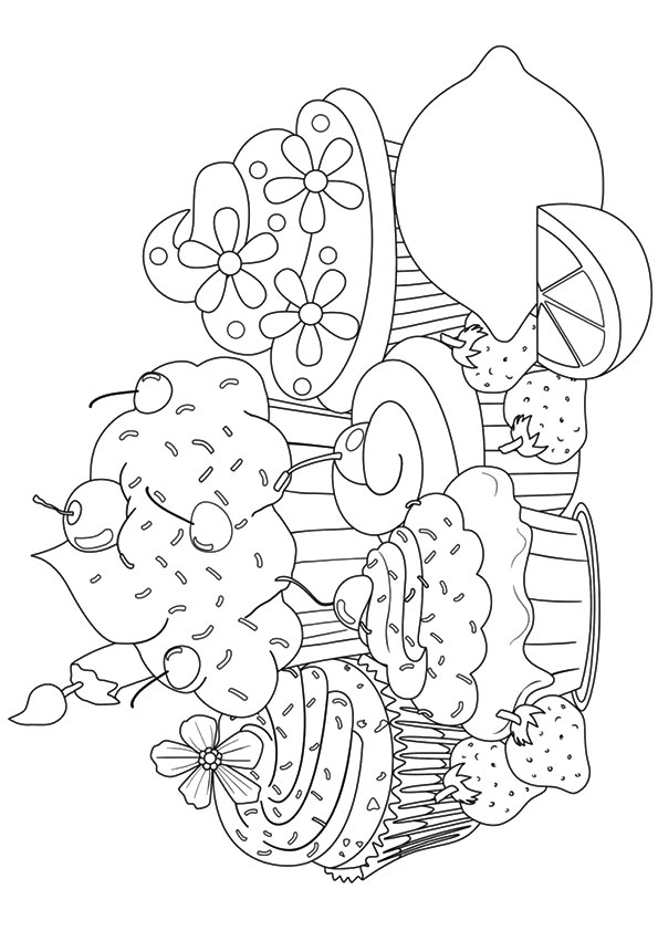 Plansa de colorat cu Prajituri 9 73